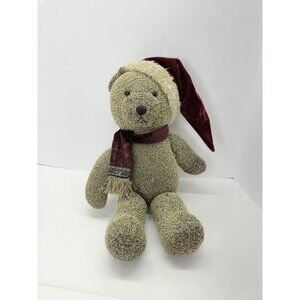 Russ Berrie Shimmers Plush Teddy Bear With Christmas Hat And Scarf 19 Inch
